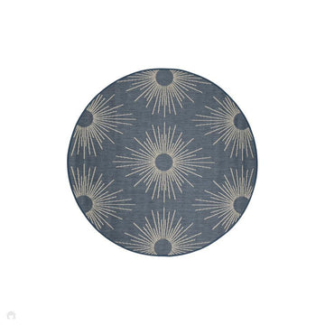 County Stars Blue In-Outdoor Flatweave Round Rug-Melrose-Rug Love - The Most Loved Rug Store
